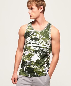 Superdry Premium Goods All Over Print Férfi Mellény Zöld | ZEYUF5312